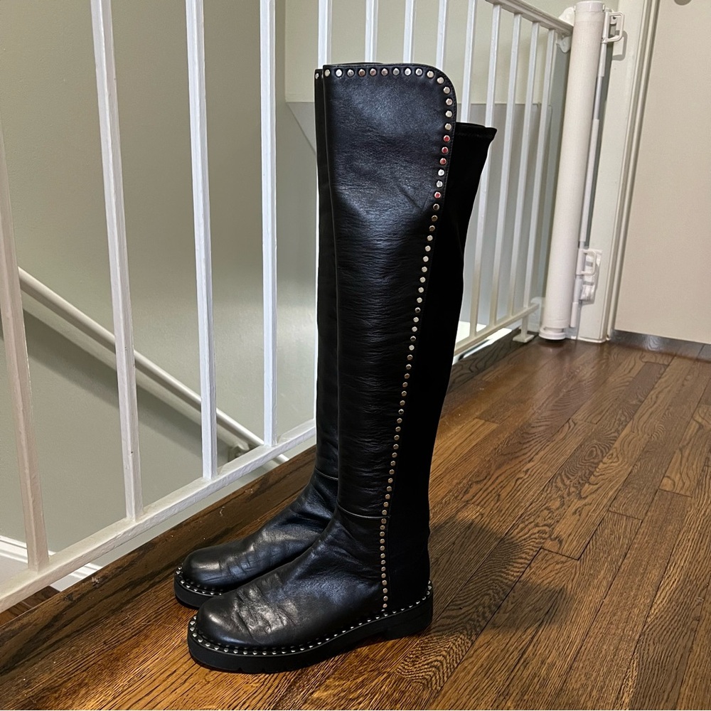 Stuart Weitzman Black 5050 Studded Boots - Picture 5 of 13
